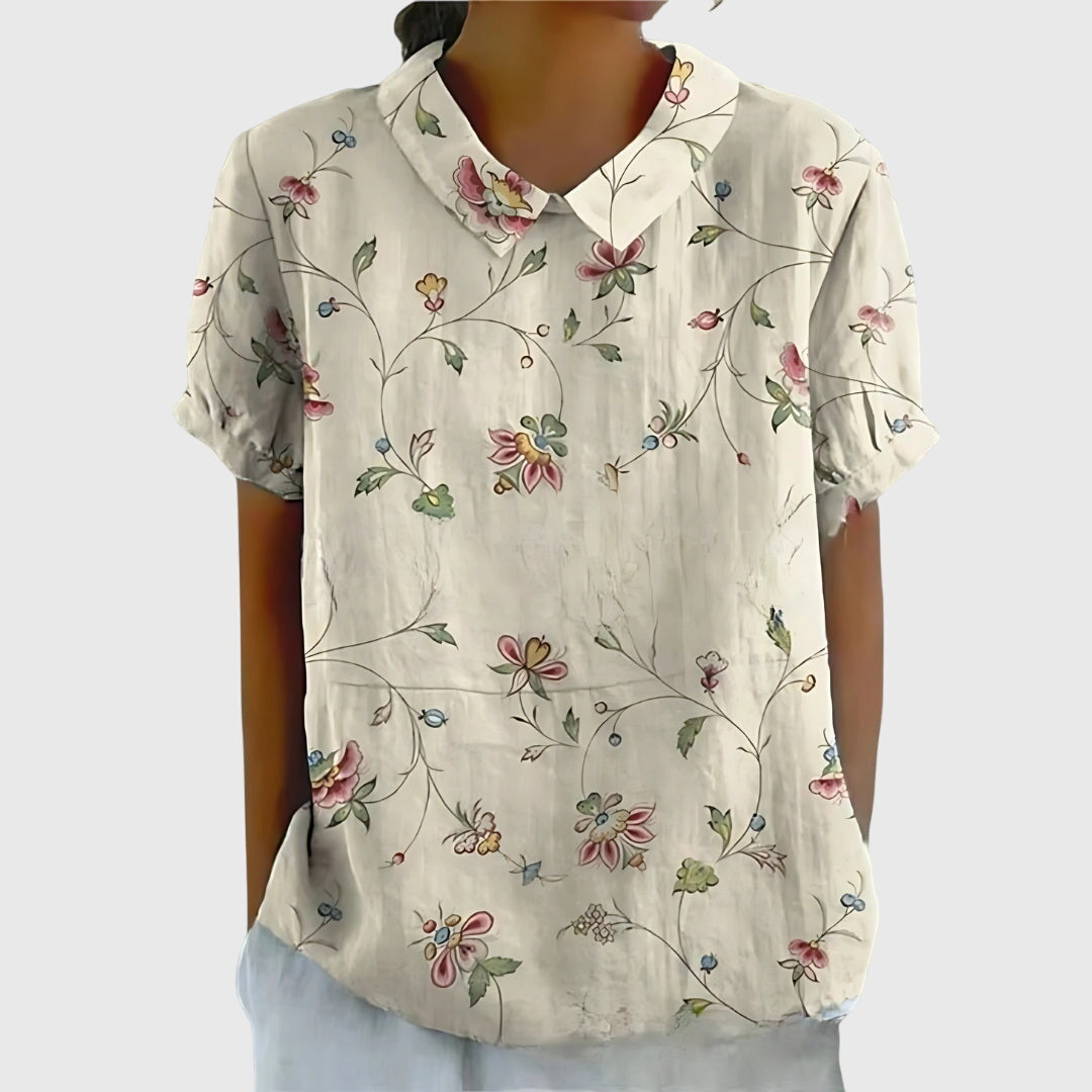 Isabel | Blusa Floral Con Cuello