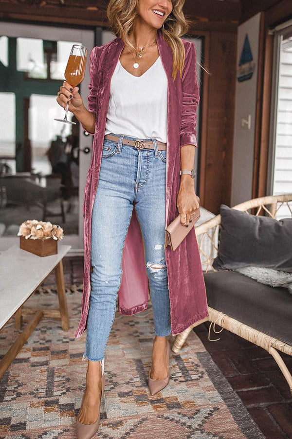 Women's Velvet Kimono Coat – Calf Length