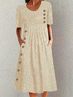 Nerea | Vestido Rayado Con Botones