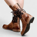 Women's Studded Mid-Calf Boots – Lace-Up