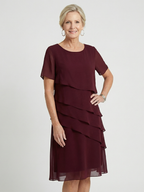 Women's Soft Contour Knee Length Dress - Layered Overlay Design