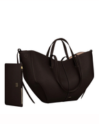 Women's Leather Tote Bag – Sculptural Folded Design