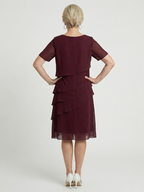 Women's Soft Contour Knee Length Dress - Layered Overlay Design