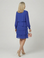 Women's Classic Layered Knee Length Dress - Clean Long Sleeve Design