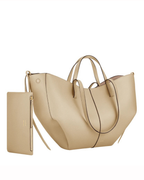 Women's Leather Tote Bag – Sculptural Folded Design