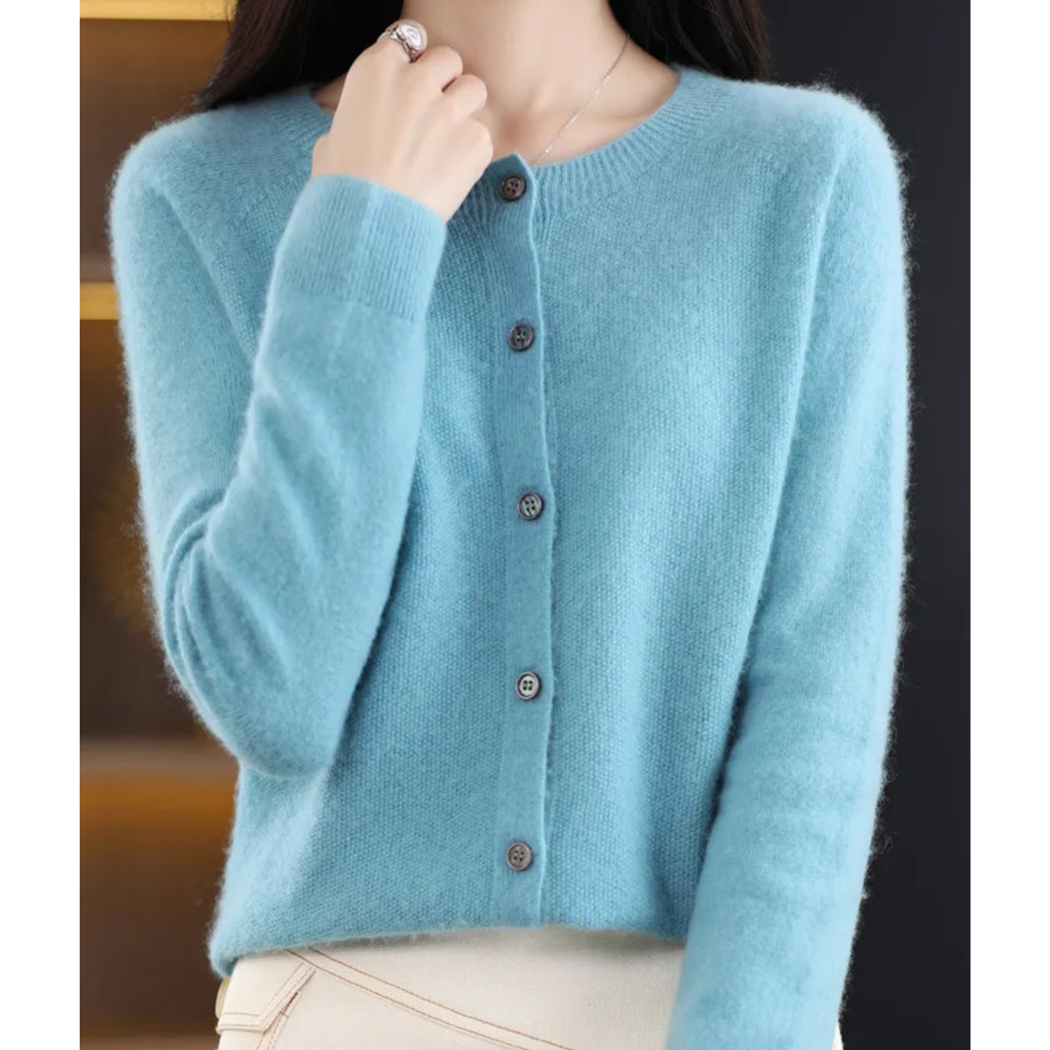 Women’s Knit Cardigan – Cashmere O-Neck