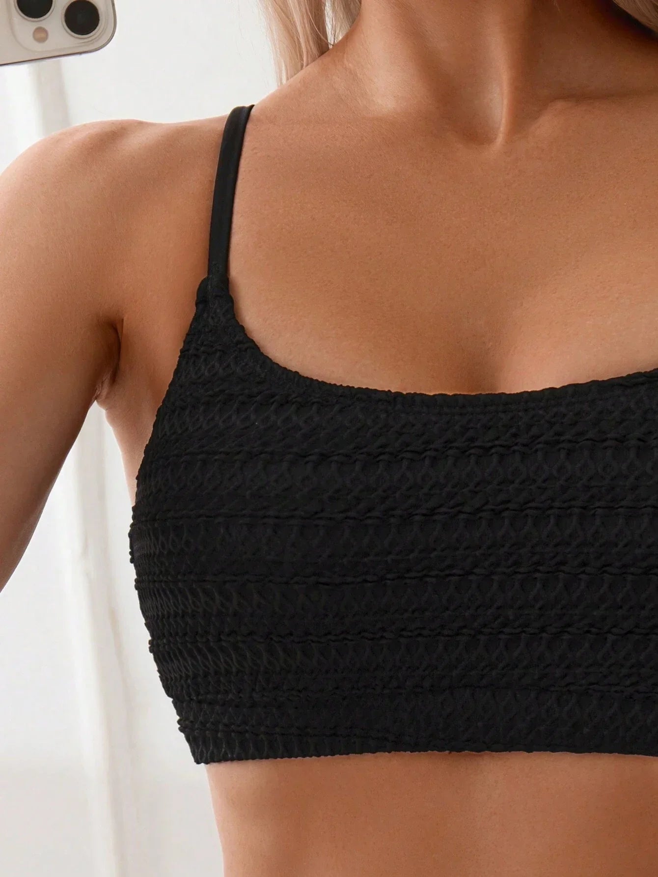 Smocked High Waisted Bikini Set – Textured