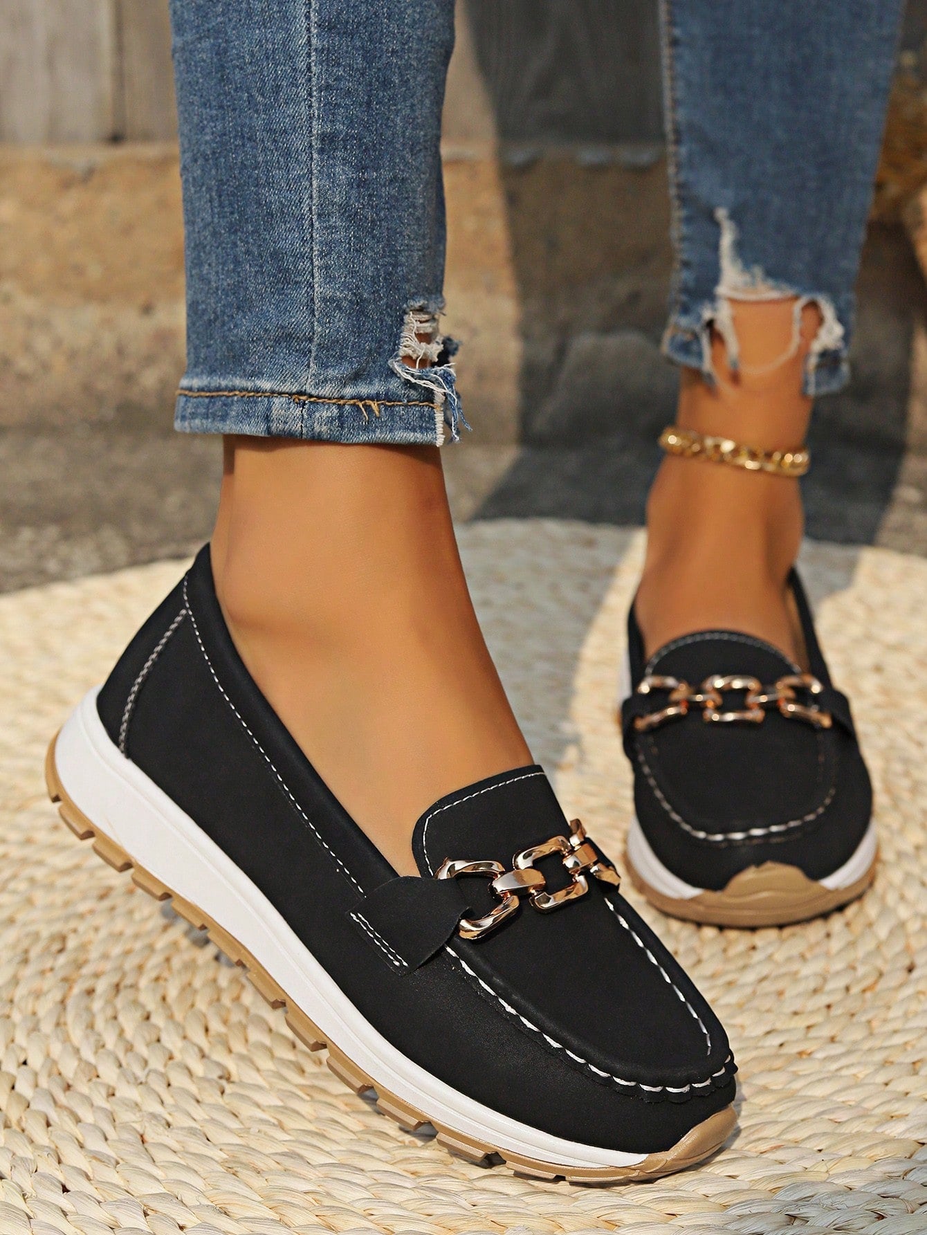 Teresa | Mocasines Casual Con Detalle Metálico