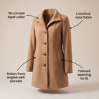 Women's Elegant Long Coat – Button Front