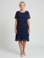 Women's Soft Contour Knee Length Dress - Layered Overlay Design