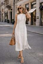 Women's Sleeveless Lace Midi Dress