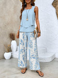 Abigail Two-Piece Set - Matching Blouse Wide-Leg Pants