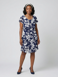 Women's Subtle Floral Knee Length Dress - Tiered Relaxed Silhouette