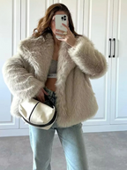 Charlotte Oversized Faux Fur Jacket – Wide Lapels