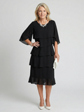 Women's Timeless Layered Tier Midi Dress - Smooth Flowing Fit