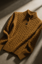 Arden Women’s Cable-Knit Cashmere Sweater – Button-Up