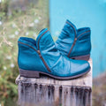 Women's Ankle-High Leather Boots with Vintage Heel