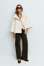 Loreza Women's Cape Coat – Belted High Collar