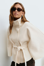 Loreza Women's Cape Coat – Belted High Collar