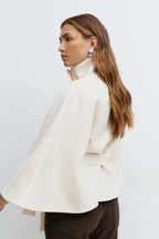 Loreza Women's Cape Coat – Belted High Collar
