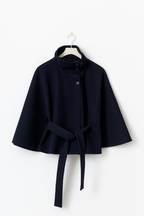 Loreza Women's Cape Coat – Belted High Collar