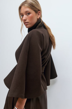 Loreza Women's Cape Coat – Belted High Collar