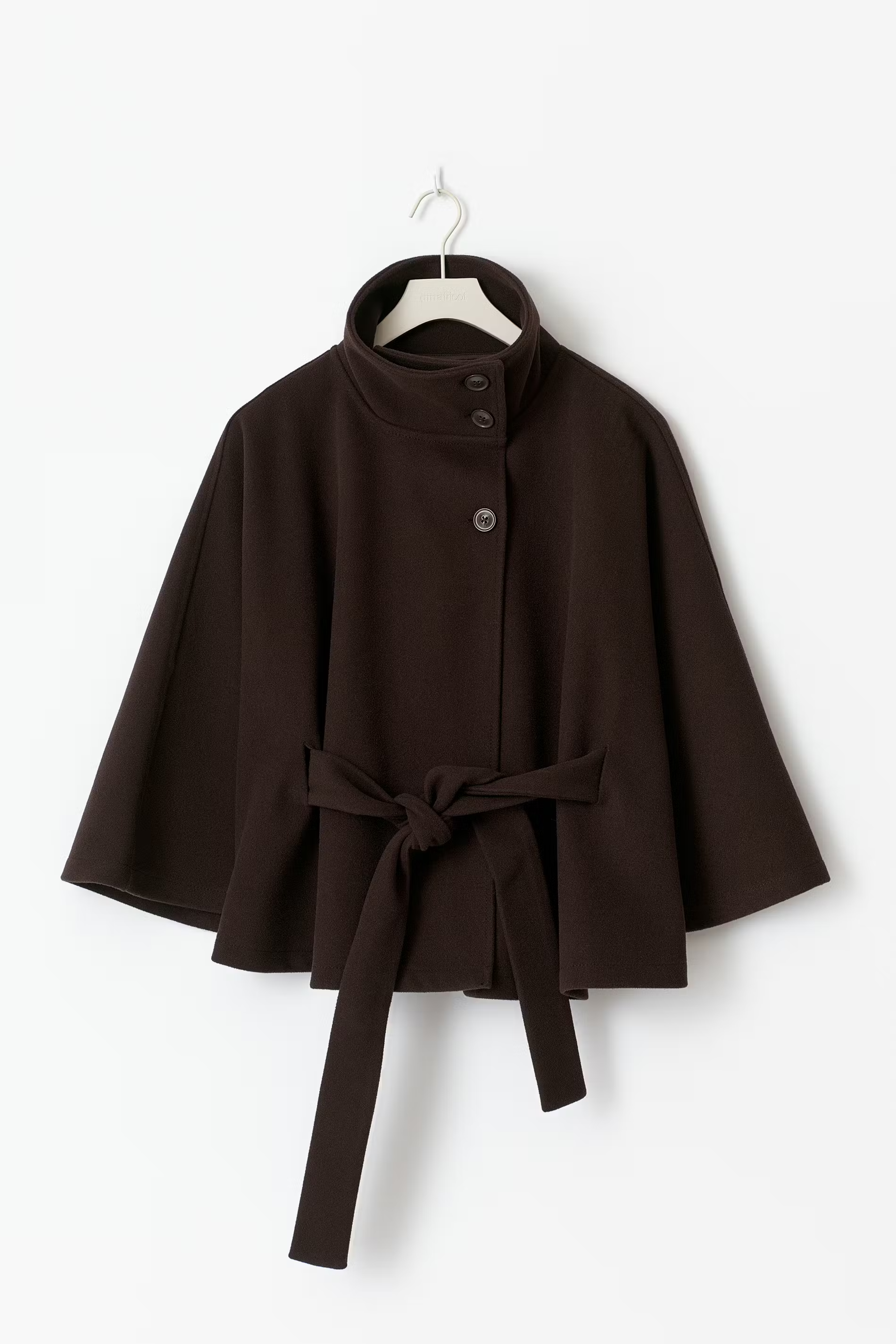 Loreza Women's Cape Coat – Belted High Collar