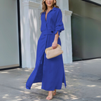 Jeanette | Elegant Autumn Maxi Dress With V-Neck
