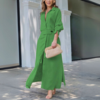 Jeanette | Elegant Autumn Maxi Dress With V-Neck