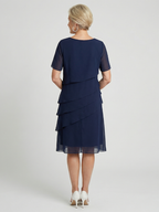Women's Soft Contour Knee Length Dress - Layered Overlay Design