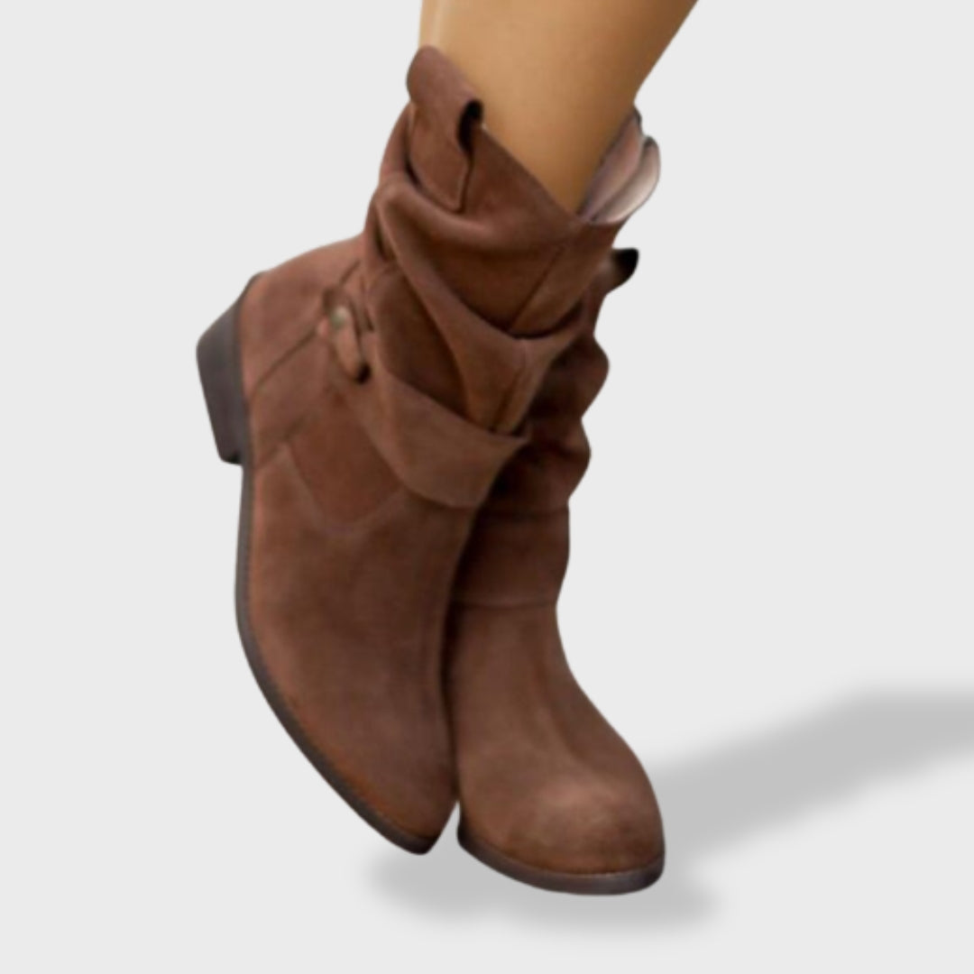 Mia Suede Ankle Boots – Round Toe