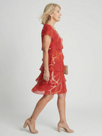 Women's Elegant Abstract Knee Length Dress - Soft Tiered Flowing Fit