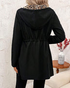 Women's Reversible Hooded Coat With Leopard Print