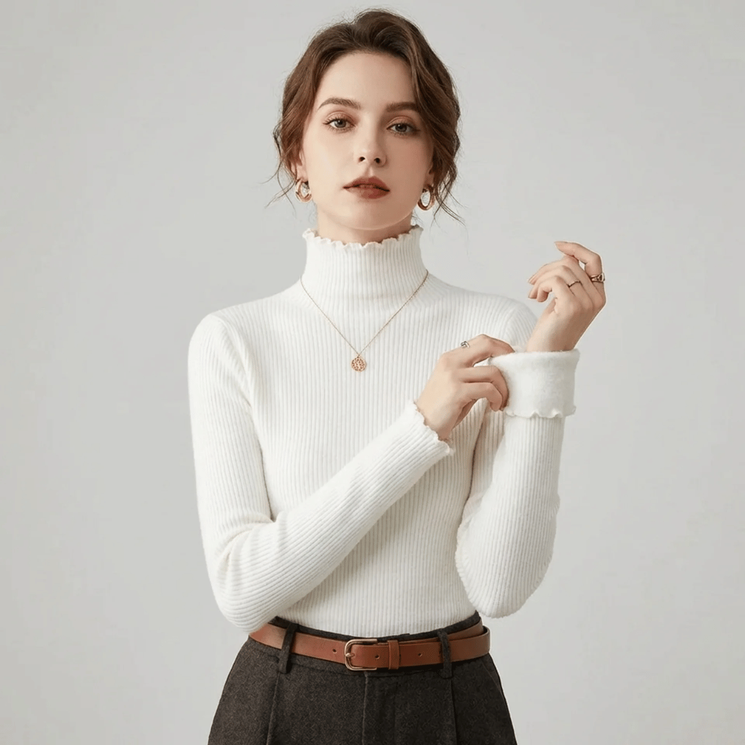 Emma | Cozy Fleece Blouse – High Collar