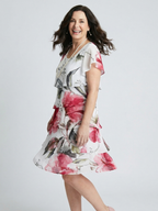 Women's Soft Petal Floral Knee Length Dress - Gentle Tiered Layers