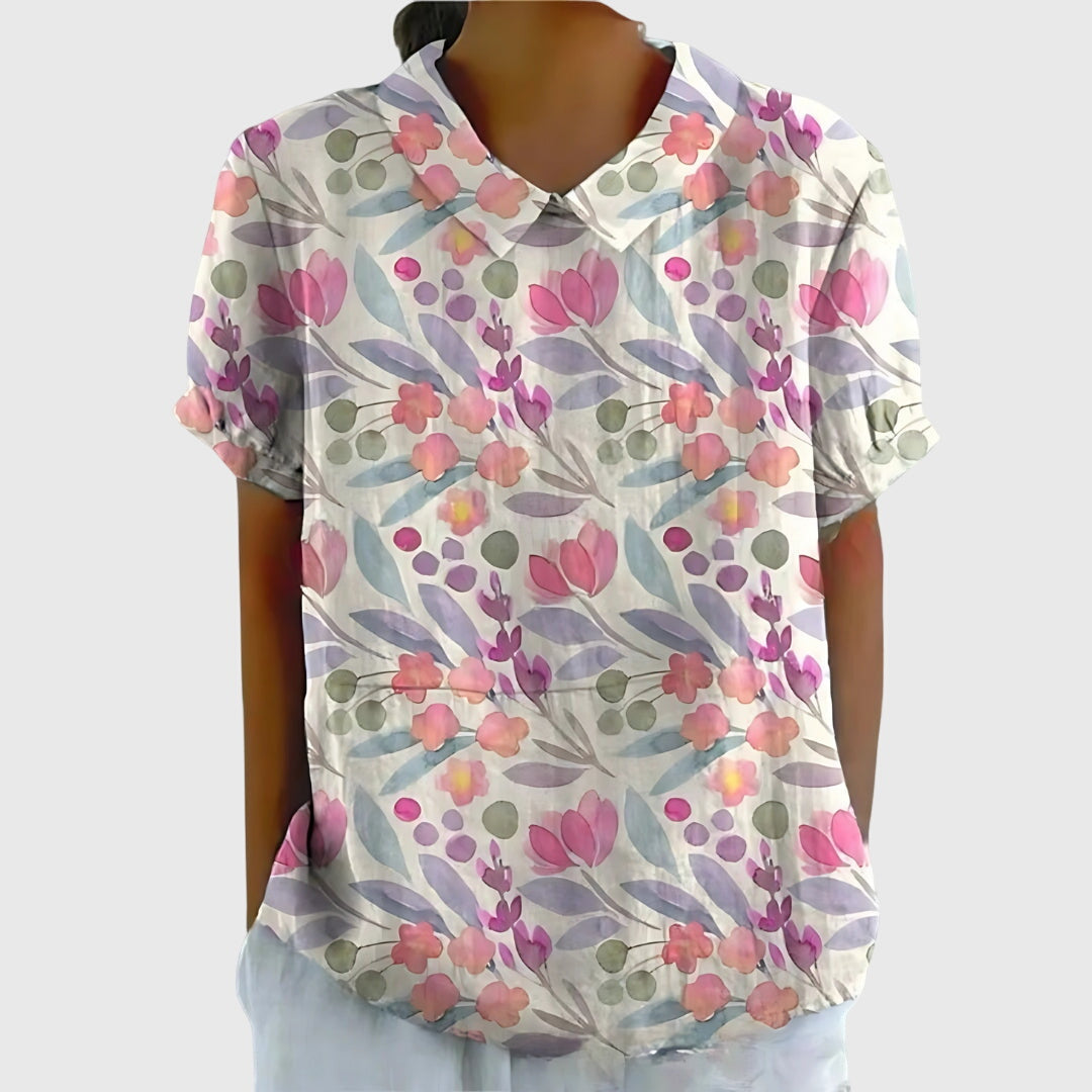 Isabel | Blusa Floral Con Cuello