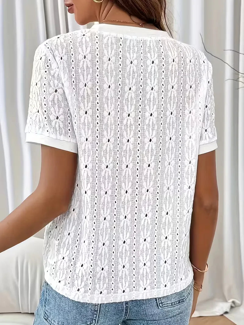 Women's Jacquard T-Shirt – Round Neck