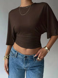Women's Cropped T-Shirt – Ruched Waist