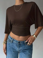 Women's Cropped T-Shirt – Ruched Waist