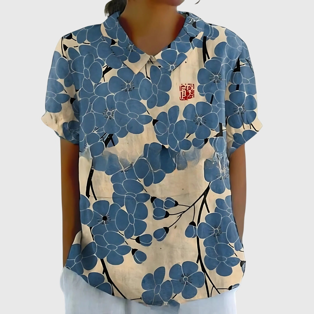 Isabel | Blusa Floral Con Cuello