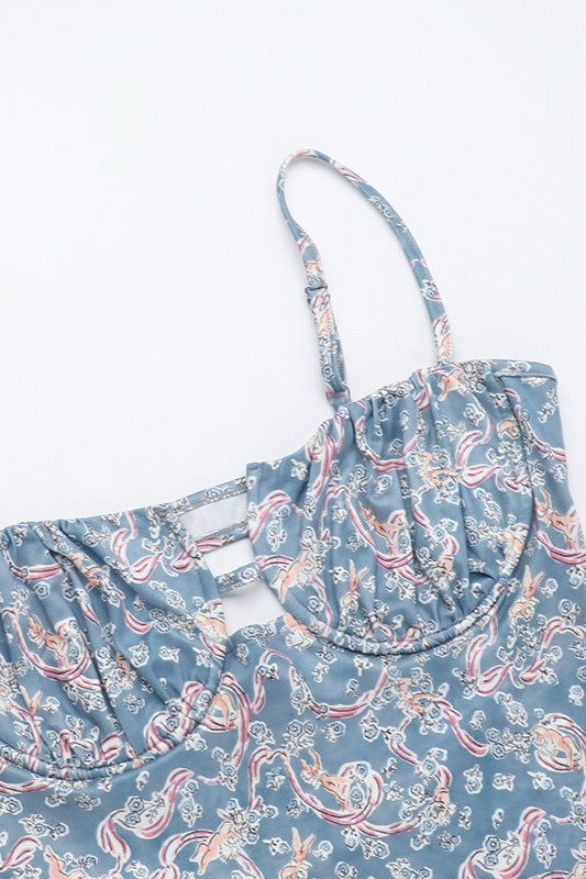 Women's Paisley Floral Maxi Dress - Slip Silhouette & Spaghetti Strap