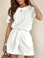 Women's Jacquard T-Shirt – Round Neck