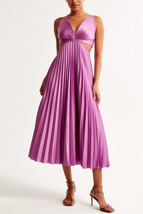 Women's V-Neck Waist Cut-Out Maxi Dress