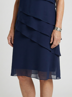 Women's Soft Contour Knee Length Dress - Layered Overlay Design
