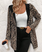 Women's Reversible Hooded Coat With Leopard Print