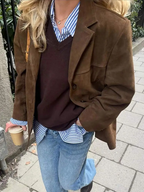 Women's Chic Oversized Blazer Jacket – Soft Finish