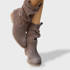 Mia Suede Ankle Boots – Round Toe