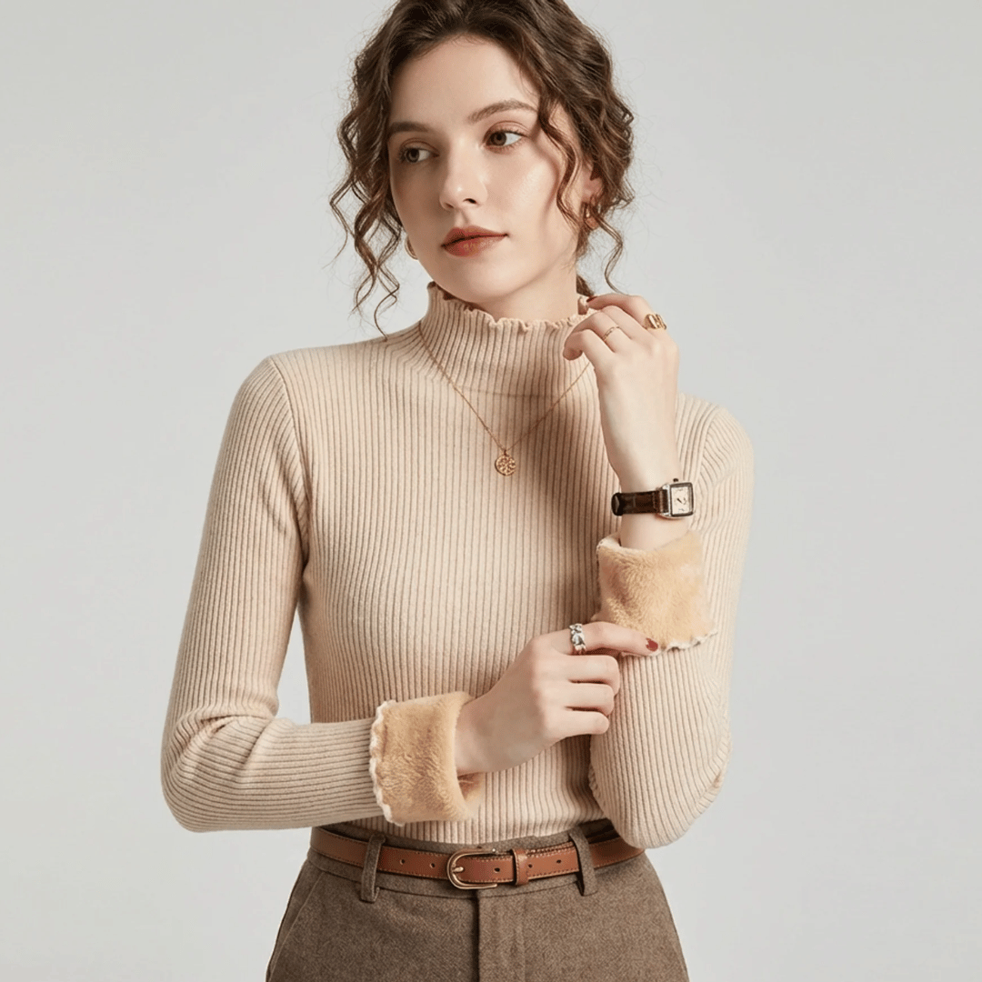 Emma | Cozy Fleece Blouse – High Collar