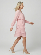 Women's Classic Layered Knee Length Dress - Clean Long Sleeve Design