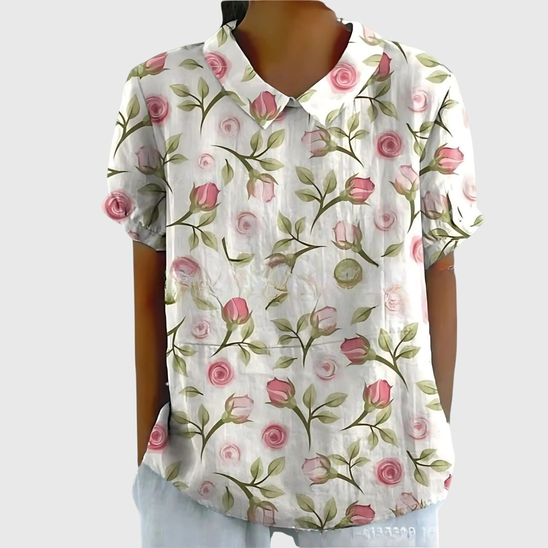 Isabel | Blusa Floral Con Cuello